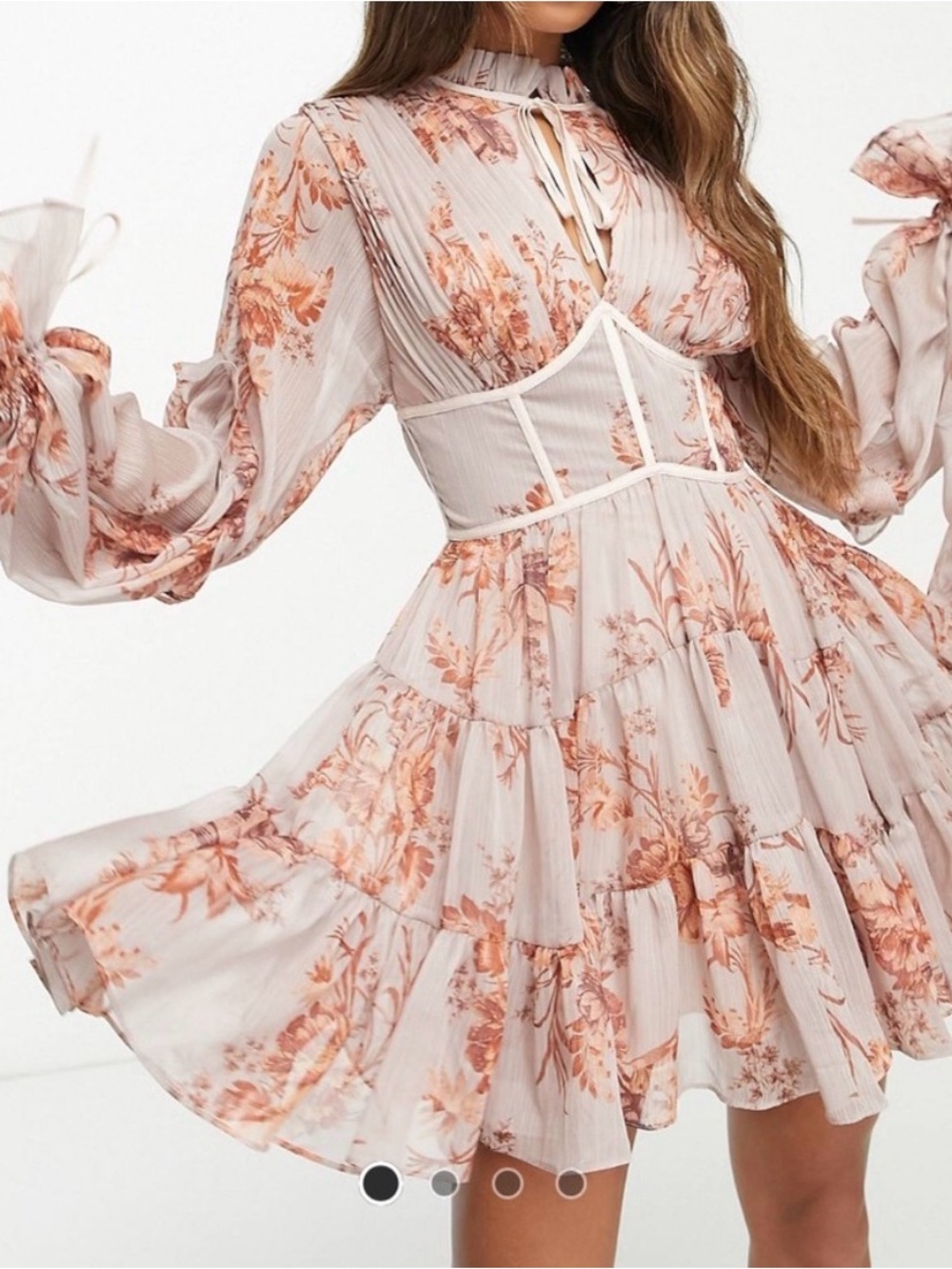 ASOS NWOT Floral Tiered Mini Dress in Blush Pink